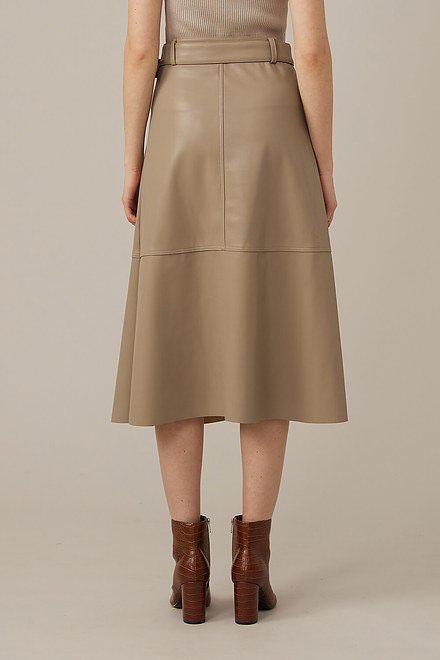 Emproved Vegan Leather Midi Skirt Style A2264. Taupe. 3