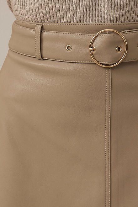 Emproved Vegan Leather Midi Skirt Style A2264. Taupe. 5