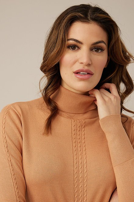 Emproved Cable Knit Detail Turtleneck Top Style  H2212. Toast. 2