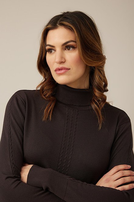 Emproved Cable Knit Detail Turtleneck Top Style H2212. Black. 3