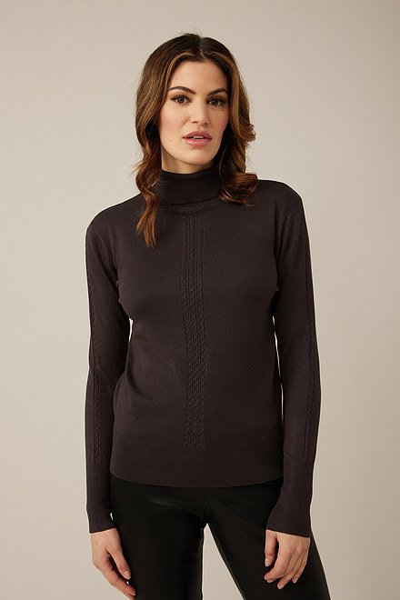 Emproved Cable Knit Detail Turtleneck Top Style H2212. Black. 4