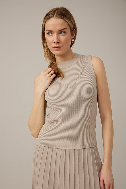 Emproved Sleeveless Knit Top Style H2224. Silver Cloud. 4
