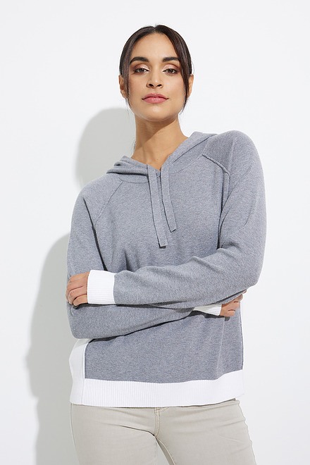 Colour block Hooded Sweater Style C2426. Heather Grey. 3