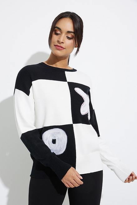 XO Colour Block Crew-neck Sweater Style C2450. Black