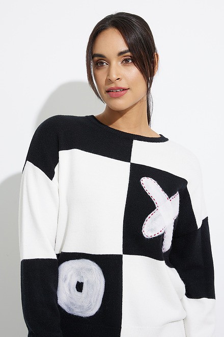 XO Colour Block Crew-neck Sweater Style C2450. Black. 3