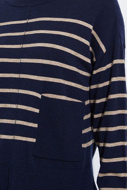 Charlie B Striped Turtleneck Sweater Style C2471. Navy. 4