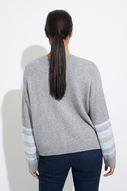 Striped Drop-Shoulder Crew-Neck Sweater Style C2446. Frost. 2