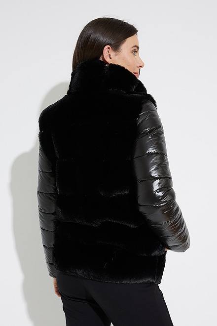 Joseph Ribkoff Faux Fur Puffer Coat Style 224909. Black. 2