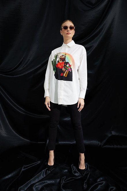 Desigual Oversize Collage Shirt Style 22WWCW15. Blanco. 2