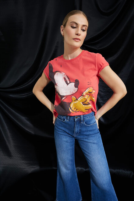 Desigual T-shirt Mickey mod&egrave;le 22WWTK80. Rouge