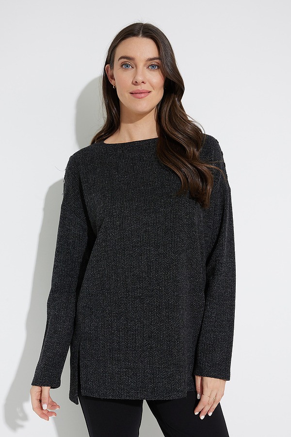 Joseph Ribkoff Button Adornment Sweater Style 224190. Black