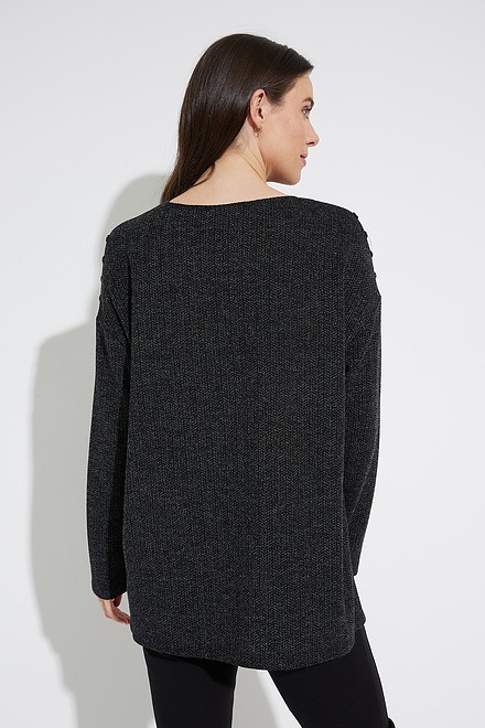 Joseph Ribkoff Button Adornment Sweater Style 224190. Black. 2