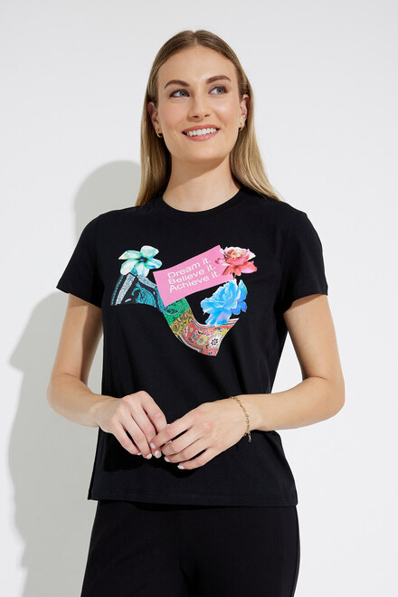 Desigual T-shirt imprim&eacute; floral mod&egrave;le 22WWTK78. Noir