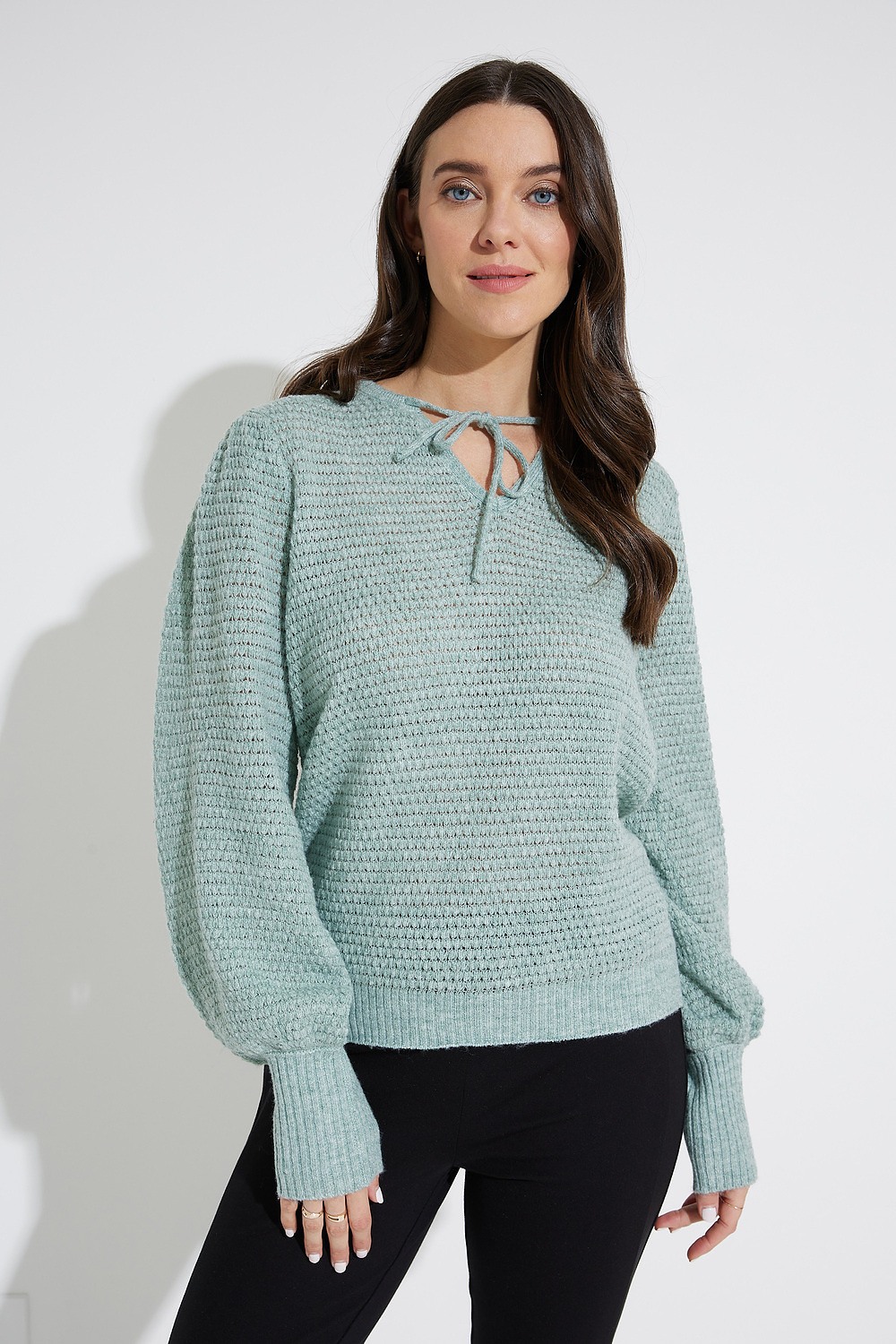 Emproved Puff-Sleeve Sweater Style A2210. Frosted Seafoam 