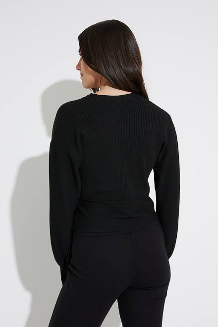 Emproved Wrap Knit Top Style A2240. Black. 2