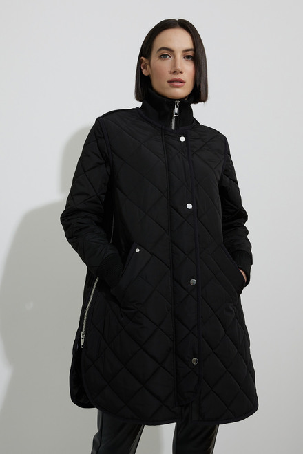 Quilted Full Zip Coat Style 8383. Black