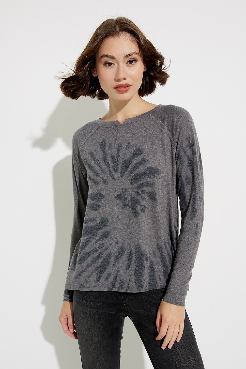 Tie-Dye Soft Jersey Top Style C1287T. Charcoal