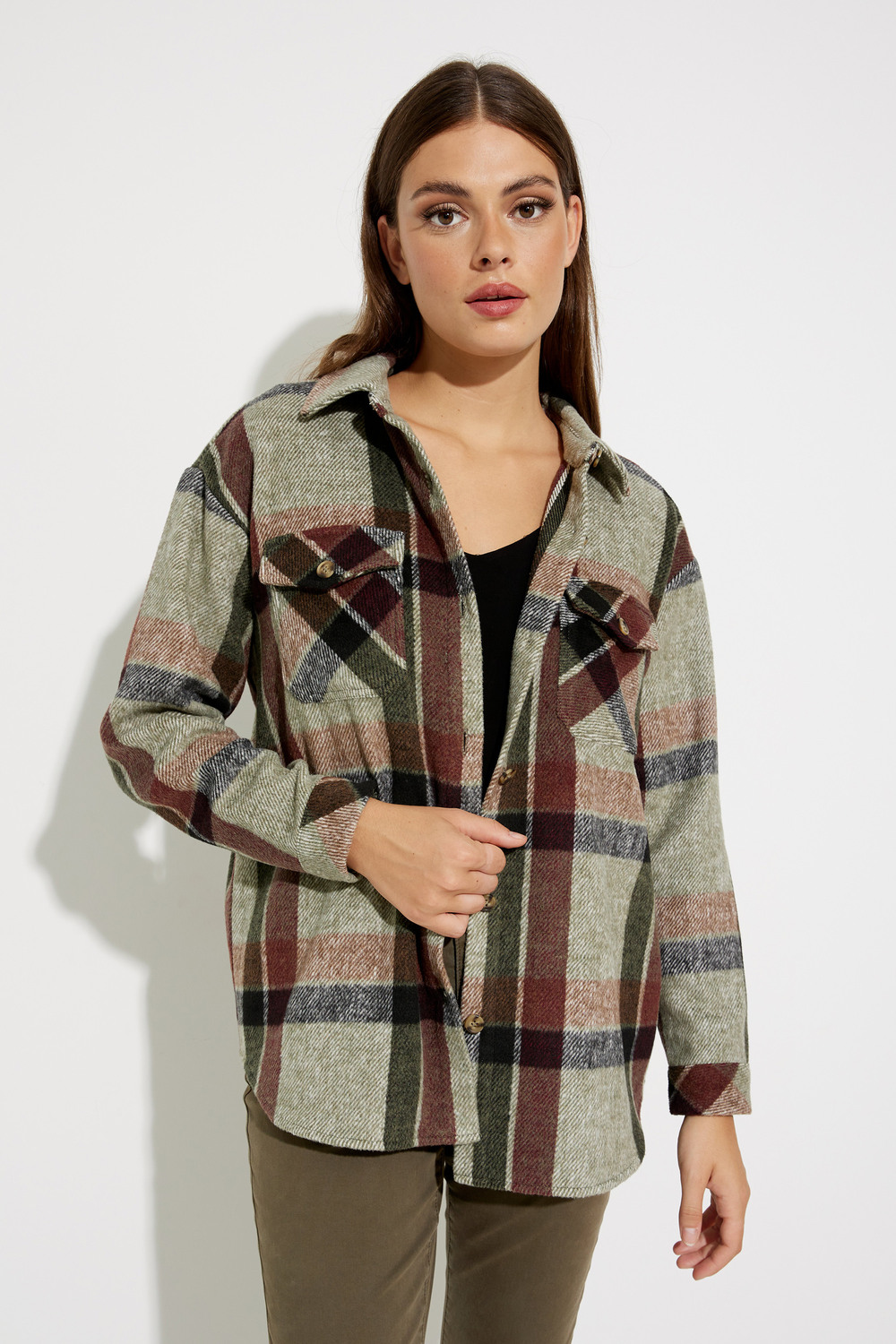 Flannel Shirt Jacket Style C6228. Pine