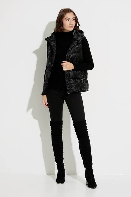 Sleeveless Down Vest In Iridescent Camo Print Style C6177p. Black