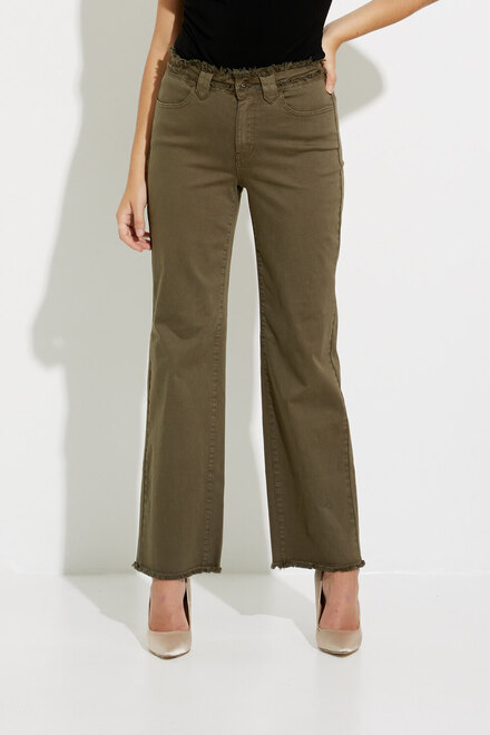 Wide Leg Twill Pants with Fringe Details Style C5363. Pine