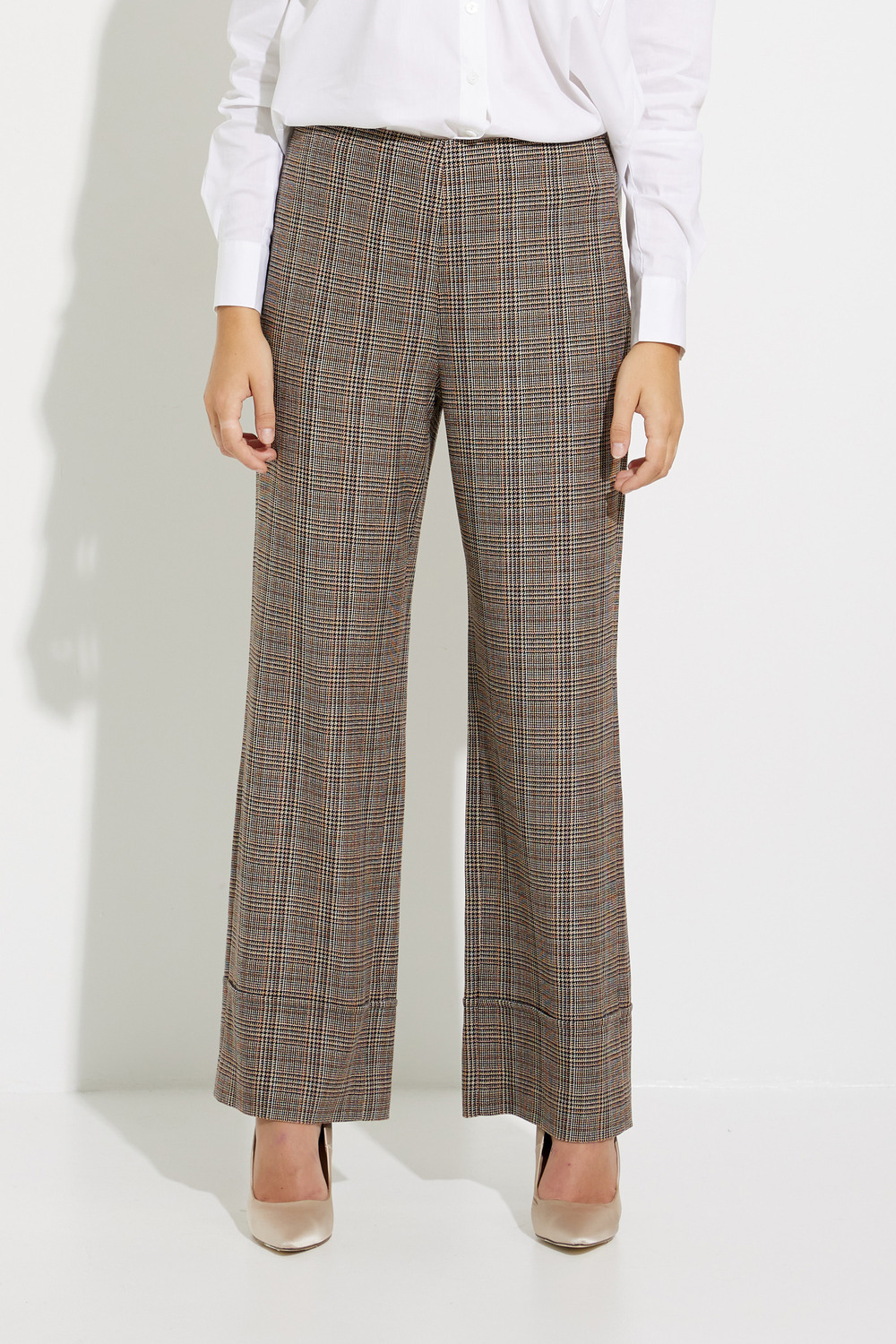 Plaid Pants With Cuff Detail Style C5354. Spice