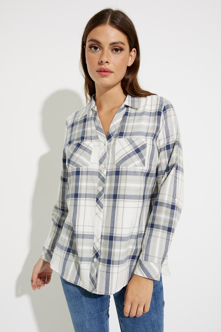 Yarn Dyed Plaid Blouse Style C4266R. Frost