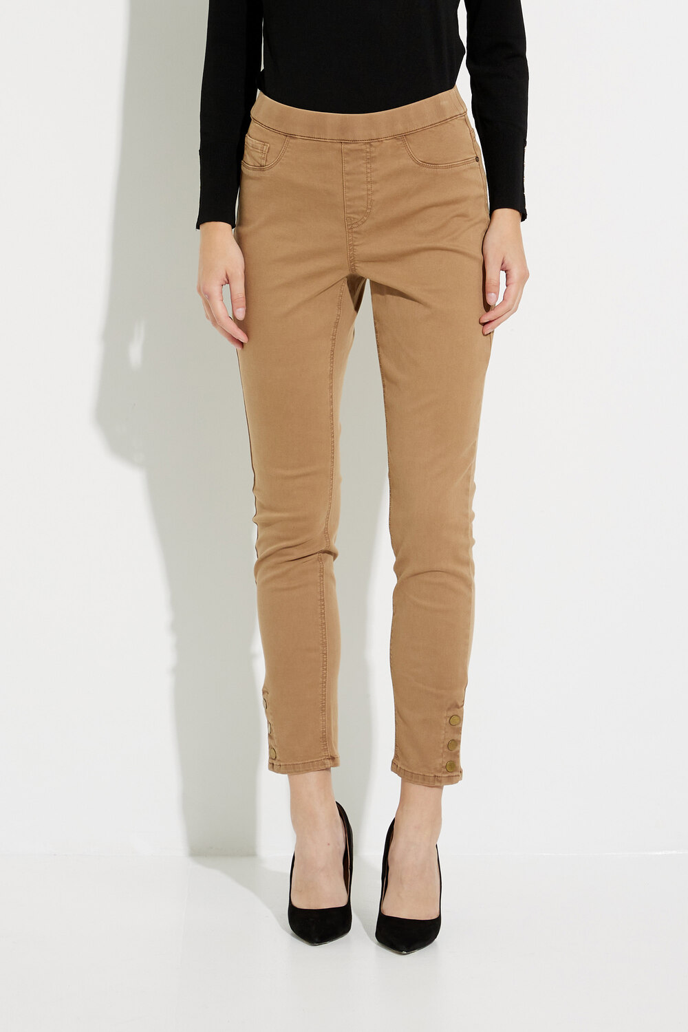 Twill Pants with Snap Button Hem Style C5302R. Chestnut