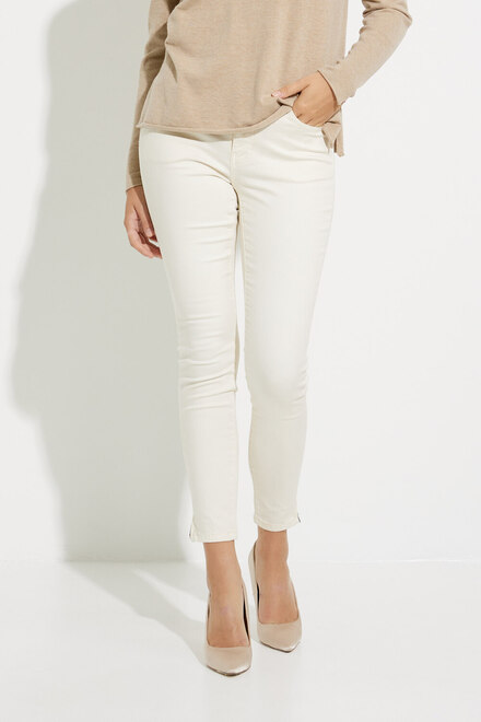 Ankle Twill Pants with Side Zipper Style C5233S. Natural