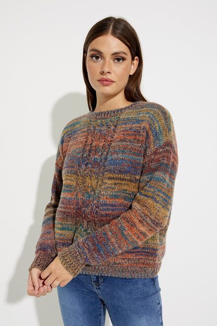 Cable Knit Crew-Neck Sweater Style C2467. Multi