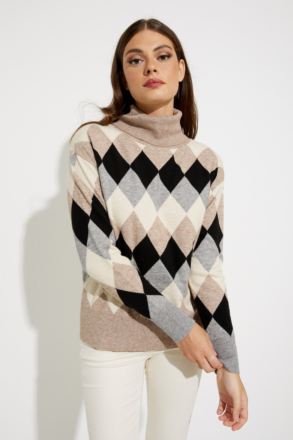 Harlequin Turtle Neck Sweater Style C2469. Taupe