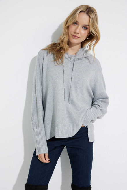 Hooded Cozy Sweater Style K1174. Light Grey