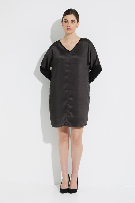 V Neck Long Sleeve Dress Style D3086. Black