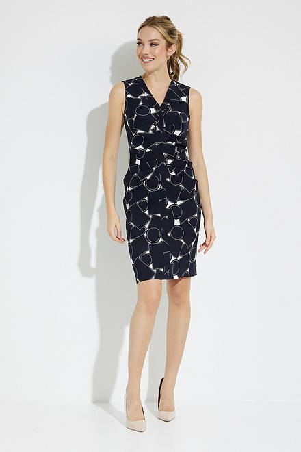 Geo Print Wrap Front Dress Style 231013. Vanilla/midnight Blue. 5