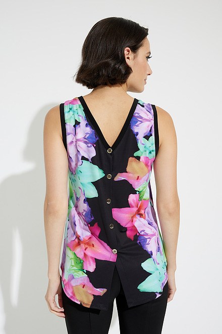 Floral Sleeveless Top Style 231014. Black/multi. 2