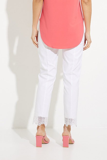 Lace Cuff Cropped Pants Style 231021. White. 4