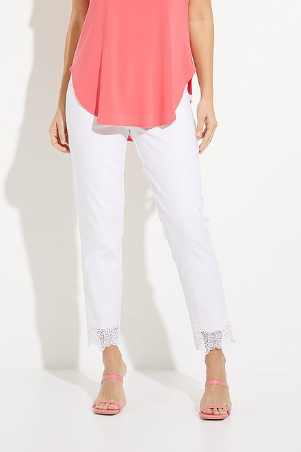 Lace Cuff Cropped Pants Style 231021. White. 5