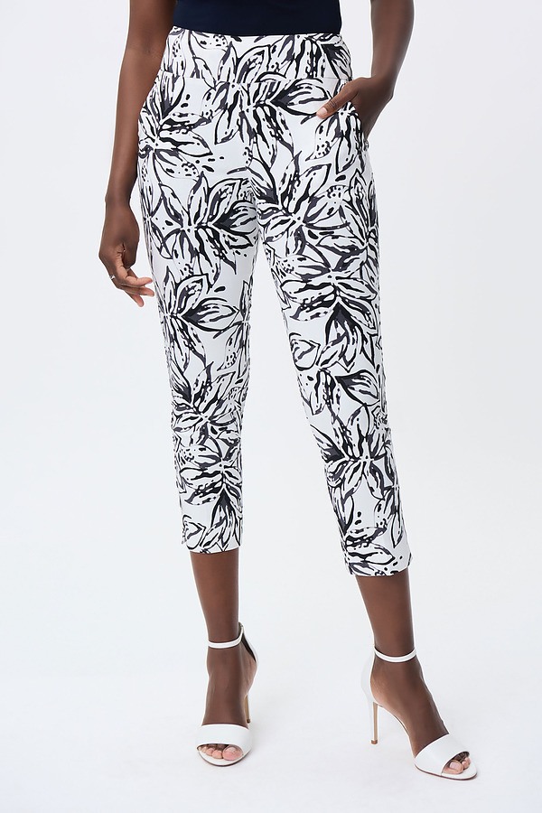 Printed Cropped Microtwill Pants Style 231030. Vanilla/black