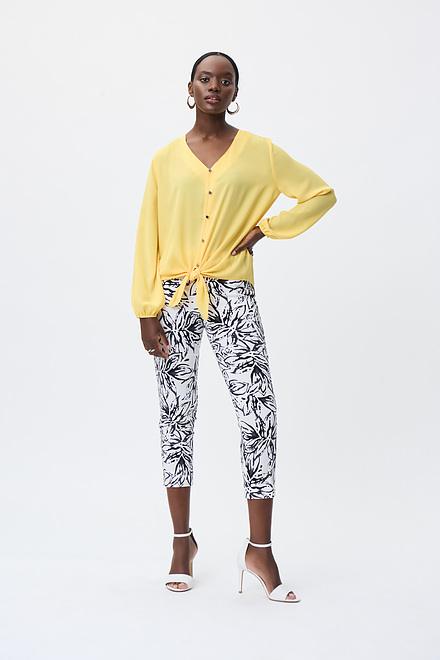 Printed Cropped Microtwill Pants Style 231030. Vanilla/black. 4