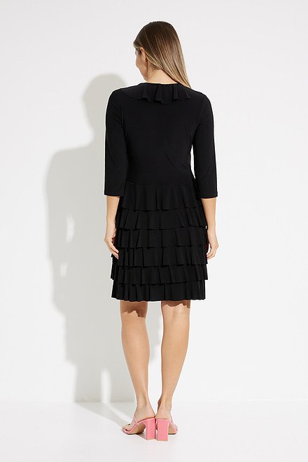 Ruffled Wrap Dress Style 231081. Black. 2