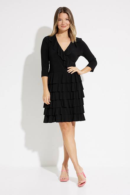 Ruffled Wrap Dress Style 231081. Black. 5