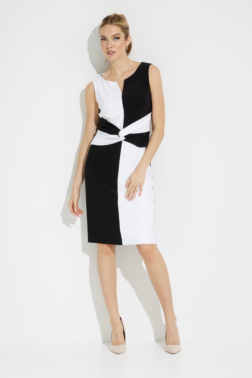 Colour-Blocked Shift Dress Style 231103. Black/vanilla