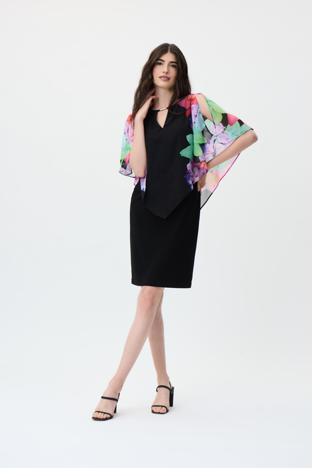 Floral Printed Sleeves Dress Style 231107. Black/Multi
