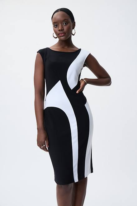 Colour-Blocked Dress Style 231111. Black/Vanilla