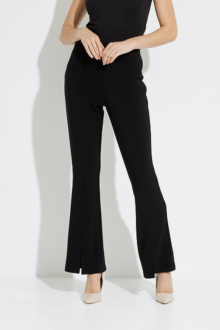 Pantalon uni avec fentes Mod&egrave;le 231123. Noir. 3