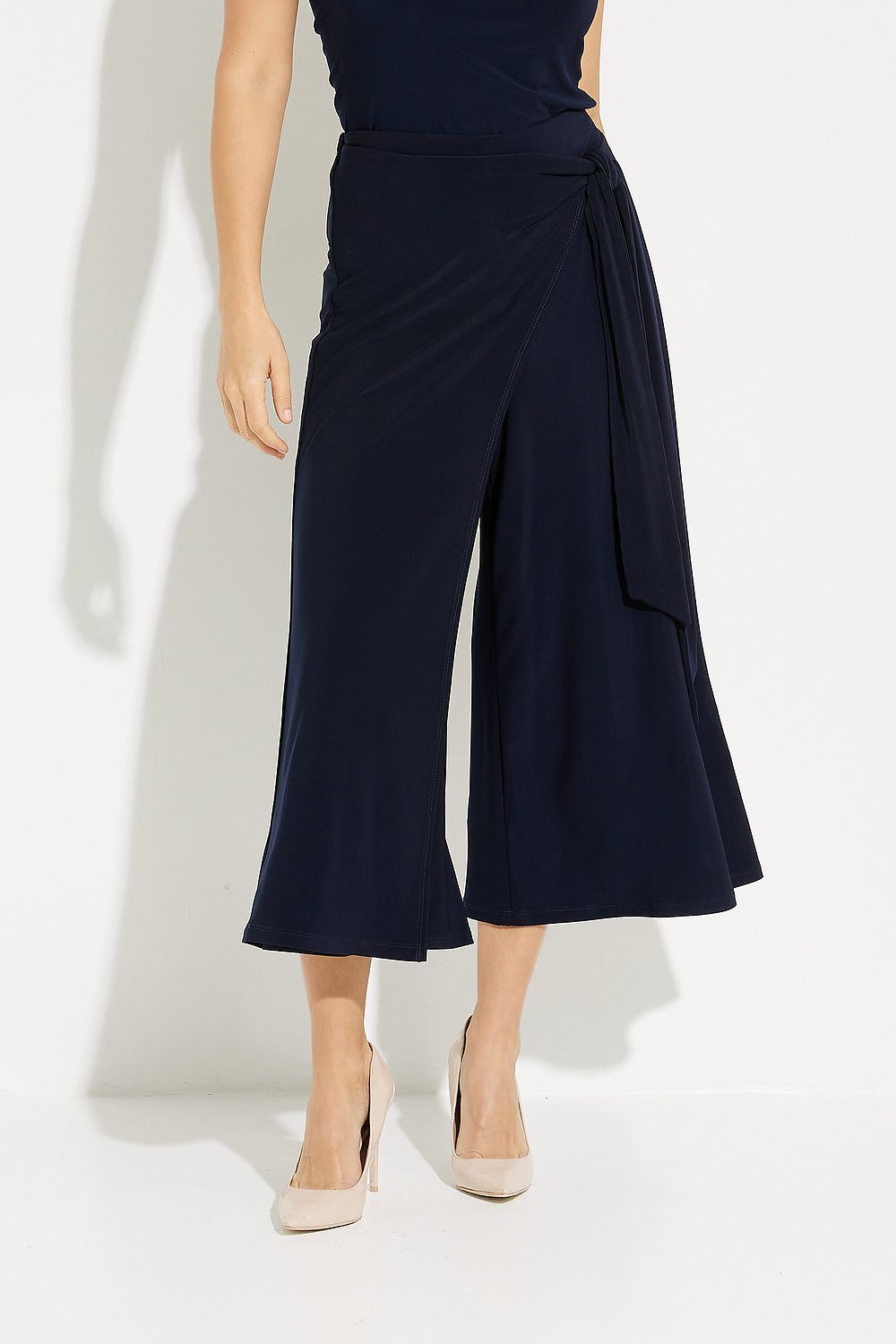 Wide Leg High-Rise Pants Style 231140. Midnight Blue