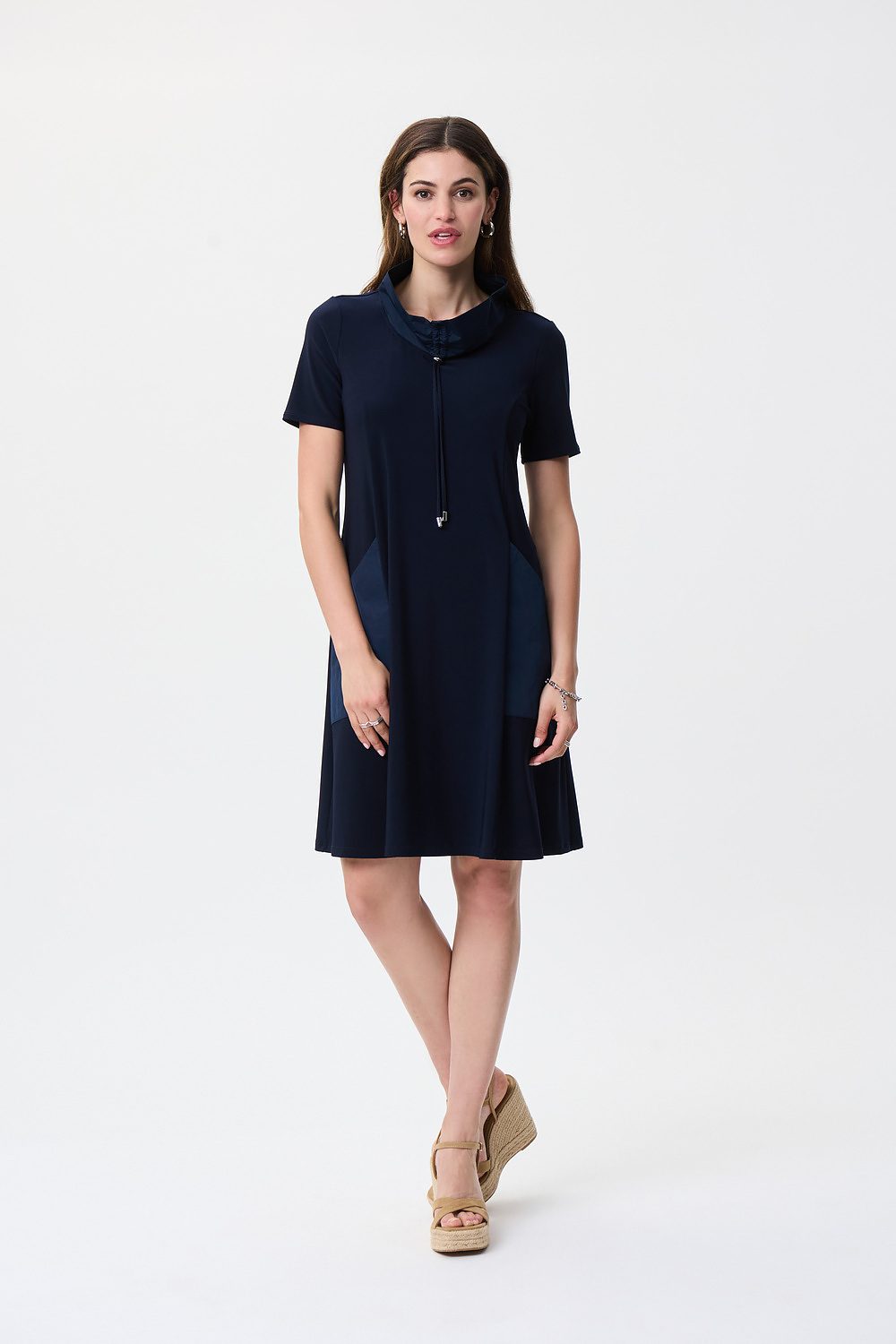 Drawstring Shirt Dress Style 231141. Midnight Blue