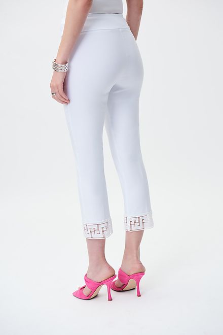 Embellished Hem Pants Style 231154. White. 2