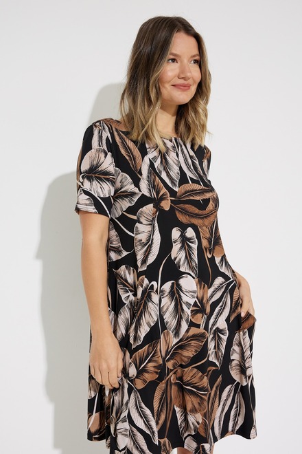 Palm Print Shirt Dress Style 231162. Black/taupe. 4