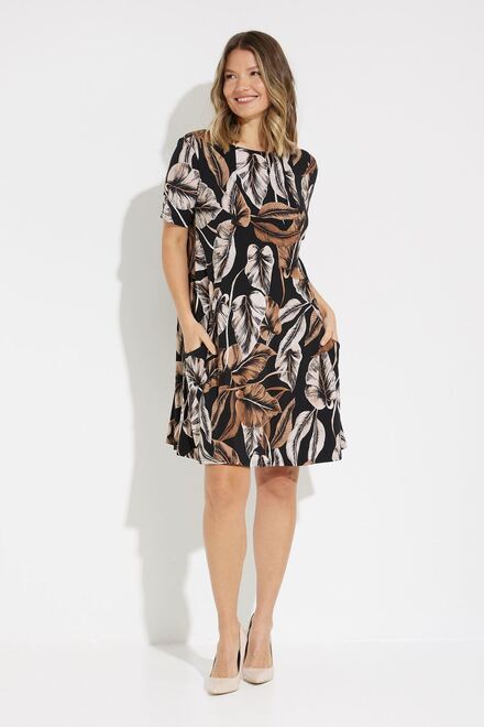 Palm Print Shirt Dress Style 231162. Black/taupe. 5