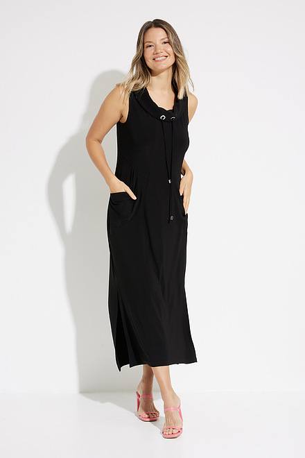 Drawstring Collar Maxi Dress Style 231178. Black